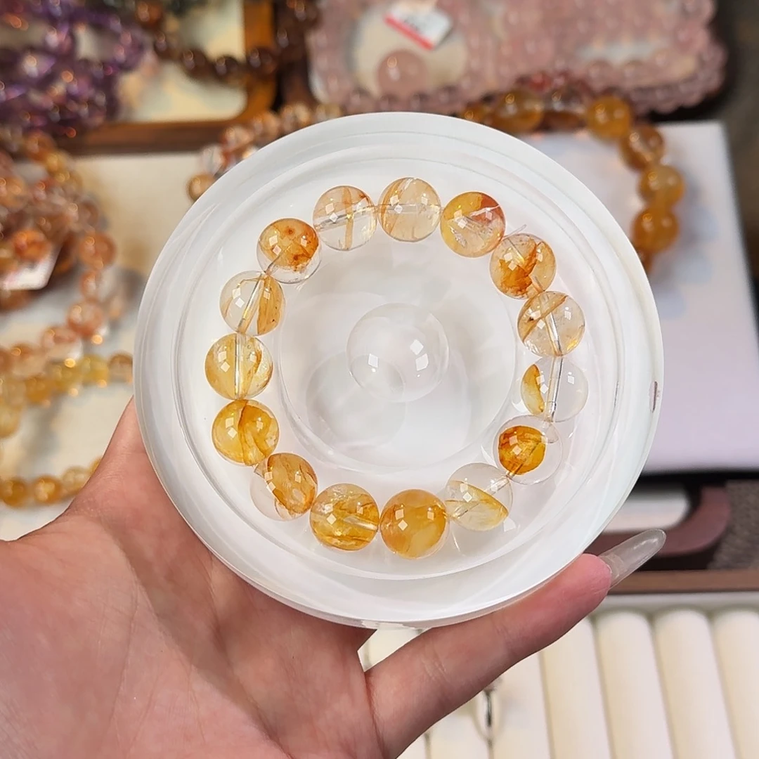 水晶手链未镶嵌黄胶花13m