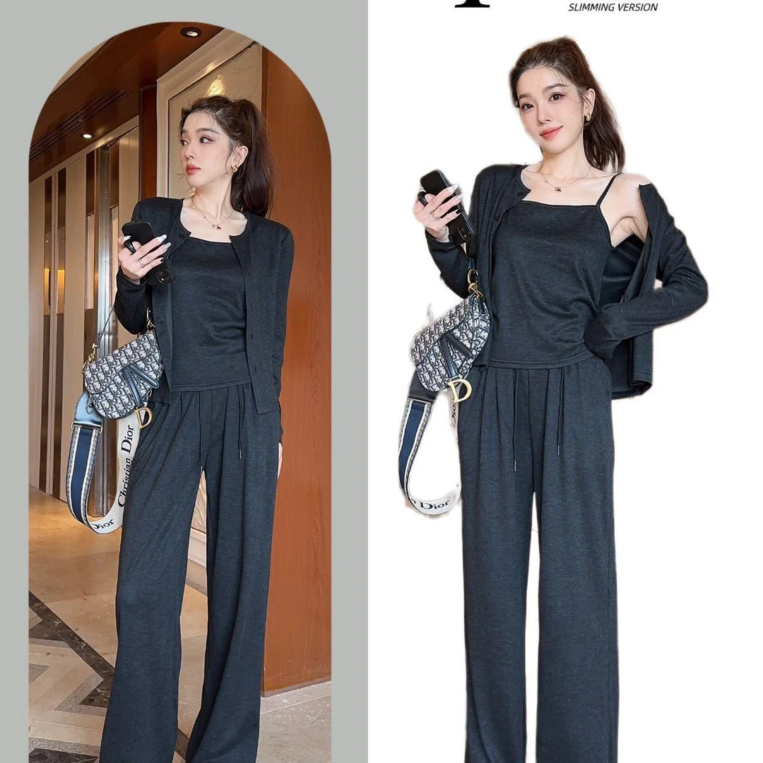 【上衣+外套+裤子】2025糯米套装休闲时尚百搭柔软舒适