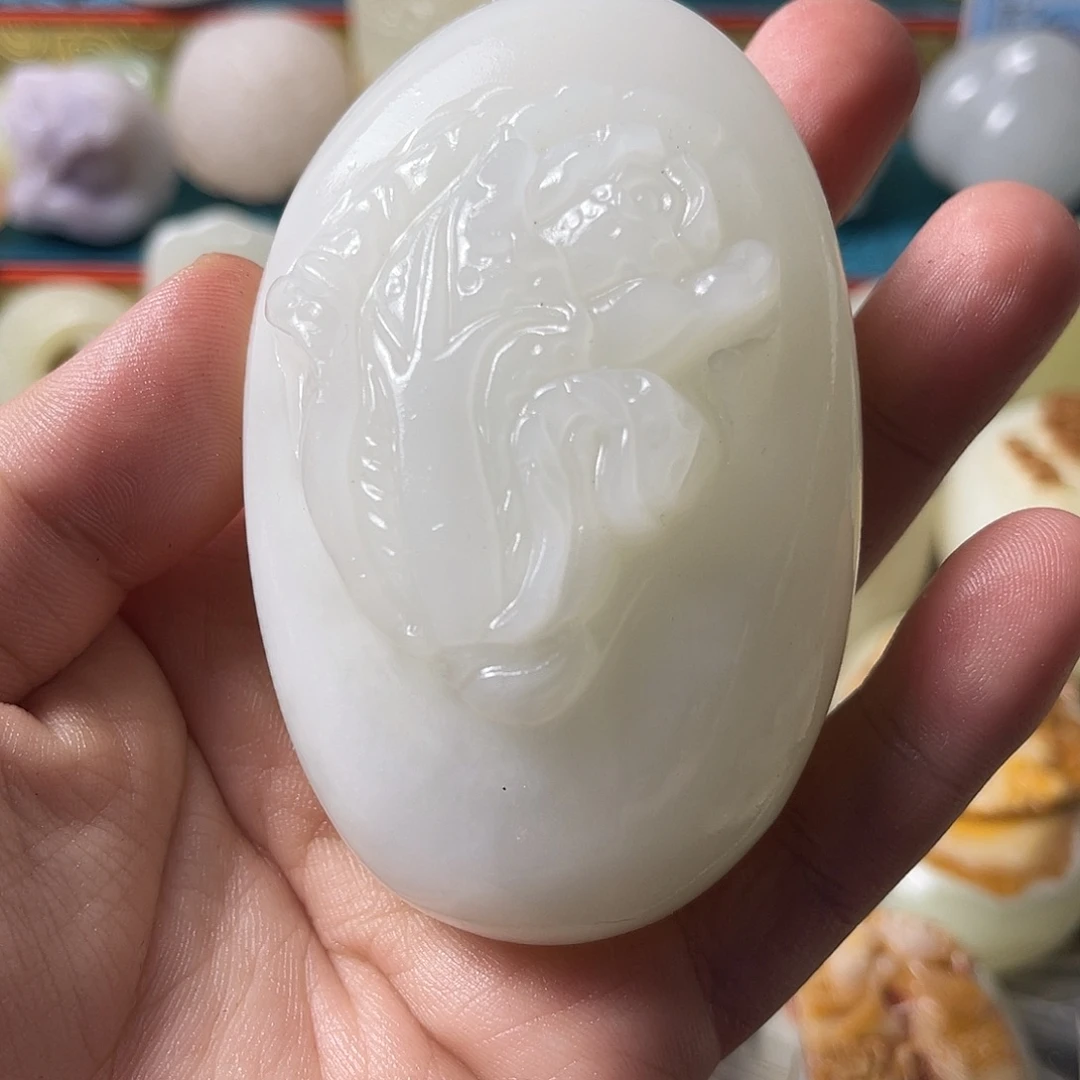 千***虫石材天然方解石手把件不退换