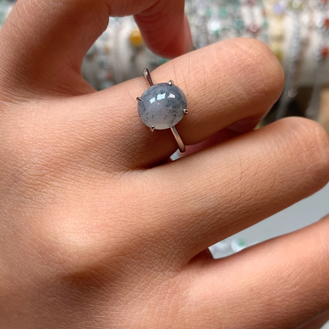 翡翠戒指银S925镶嵌戒指