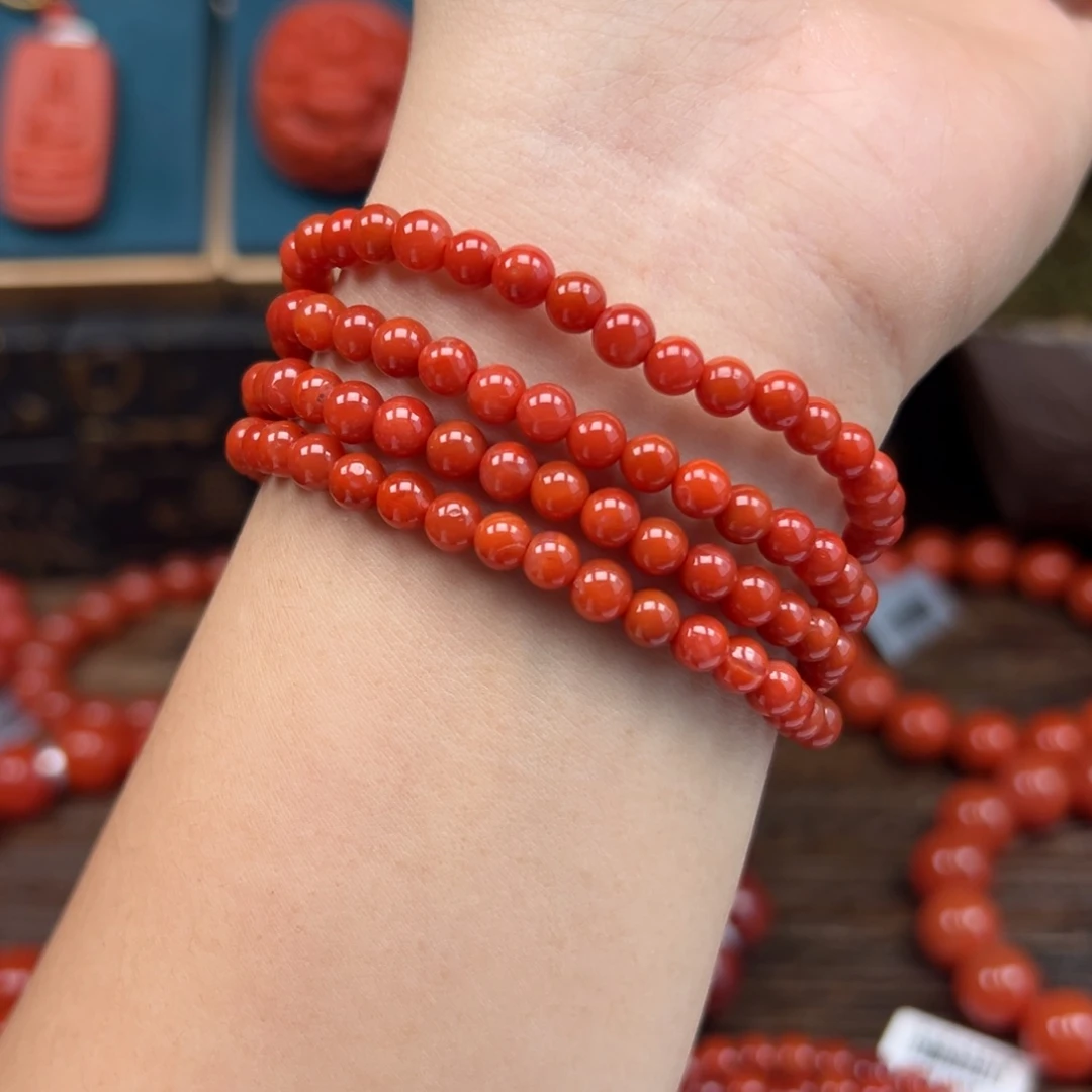 南红玛瑙未镶嵌手串瓦西柿子锦卡5mm+多圈佛珠