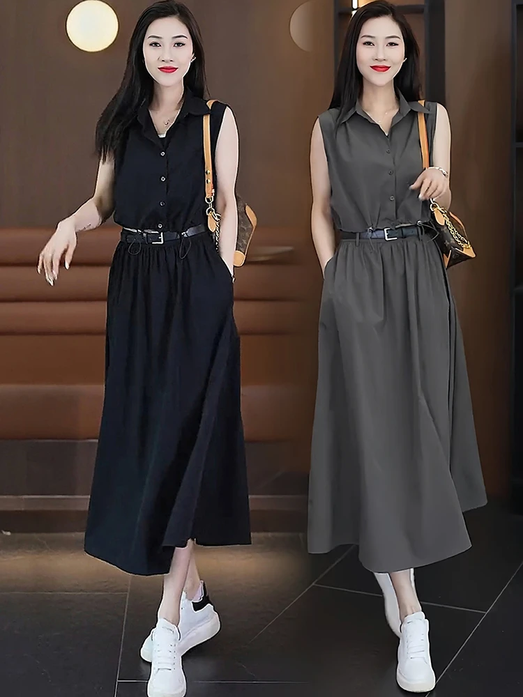 无袖时尚套装2025夏季设计新款洋气衬衫半身裙气质两件套女潮