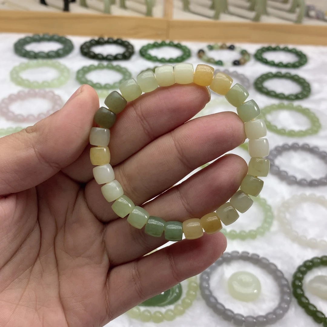 和田玉未镶嵌手串（直切多宝8）