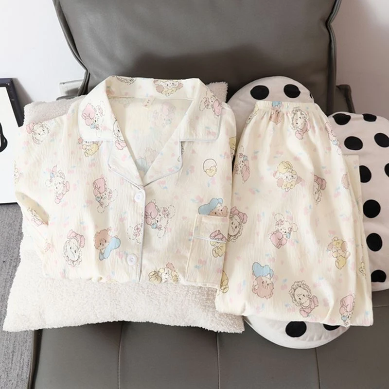 樱桃米可云朵棉睡衣夏秋季家居服女款爆款2025新款外穿长袖裤套装