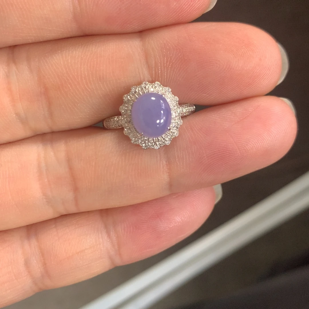 翡翠戒指18K金镶嵌翡翠