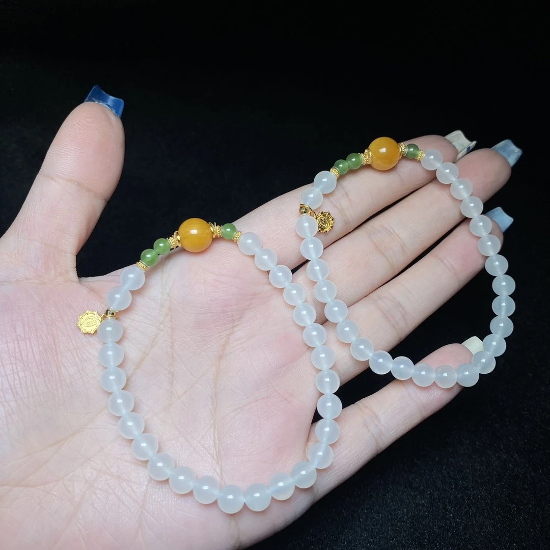 【云上叙】和田玉DIY手串-多样性发其一-5.5mm+-V29605--M（甄选）