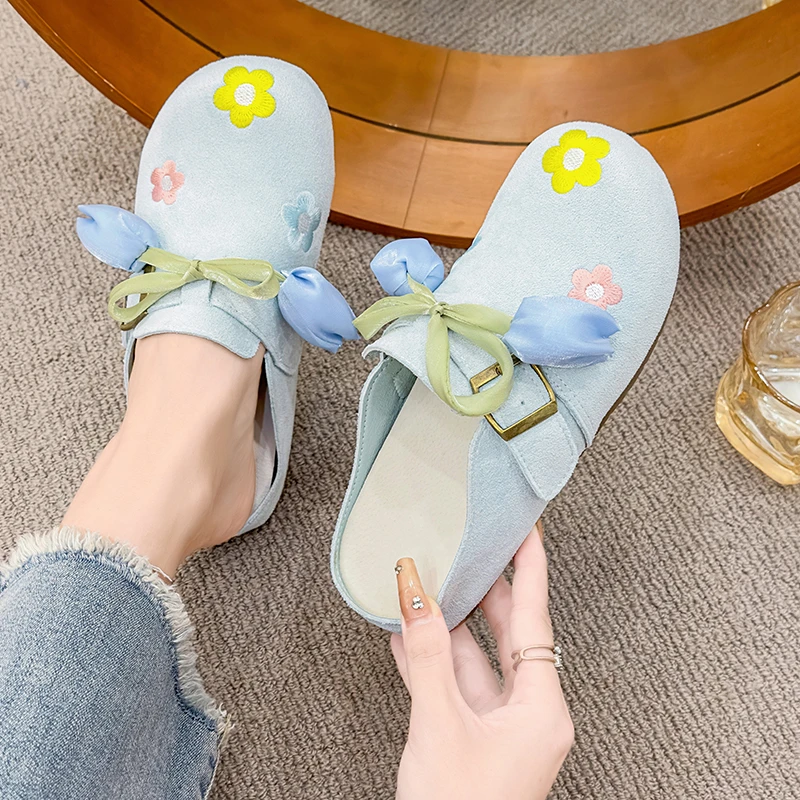 百搭休闲勃肯鞋女2025新款夏季一脚蹬懒人包头半拖鞋女鞋