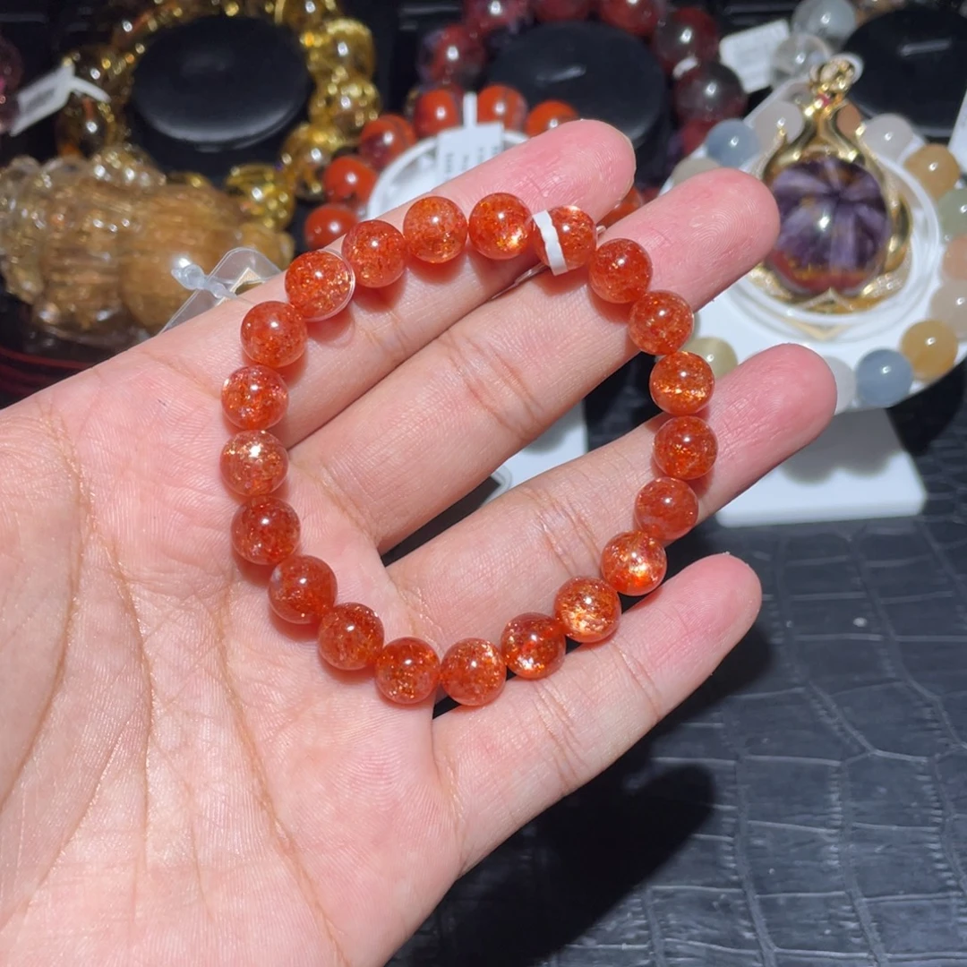 未镶嵌日光石手链9mm金太阳手链单圈