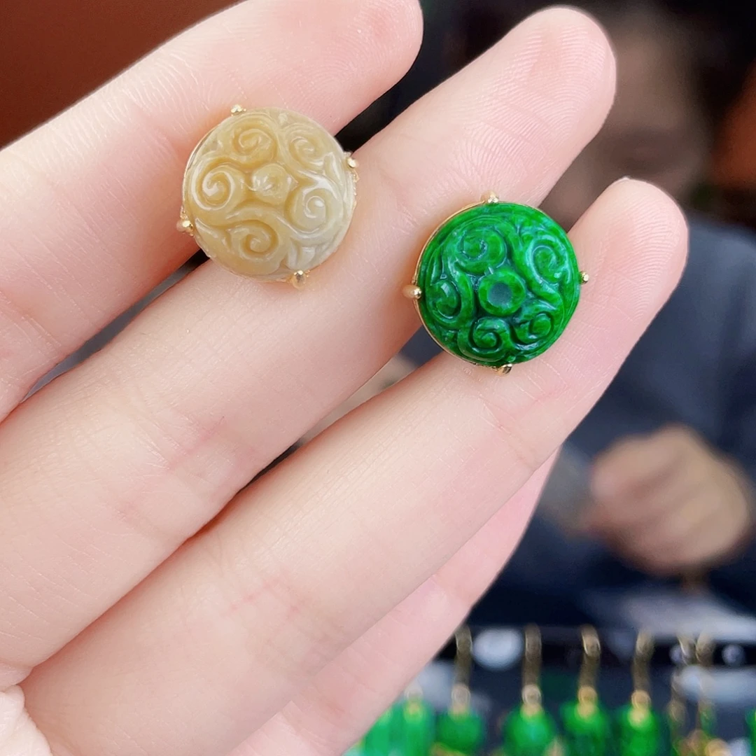 翡翠银S925镶嵌耳饰