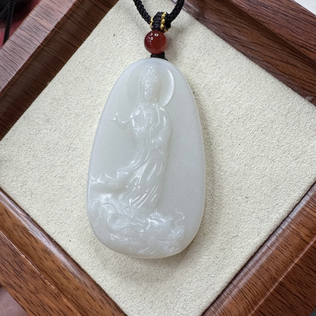 【刀哥专享】天然和田玉观音吊坠 yp