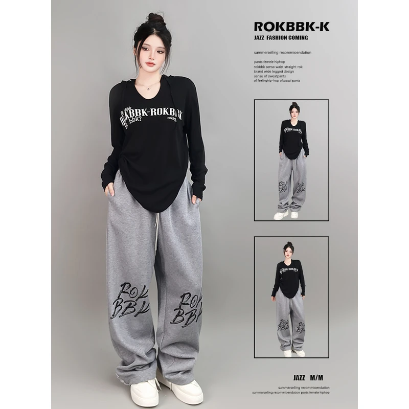 ROKBBK-K/布韩街舞潮牌休闲嘻哈爵士hiphop套装女jazz休闲长裤