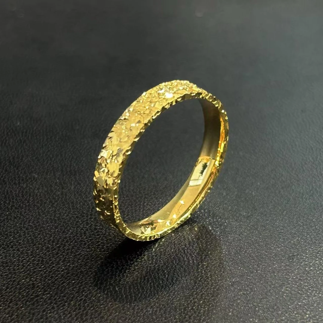 足金【碎碎冰戒指】足金999礼物黄金水贝直播结婚对戒黄金戒指