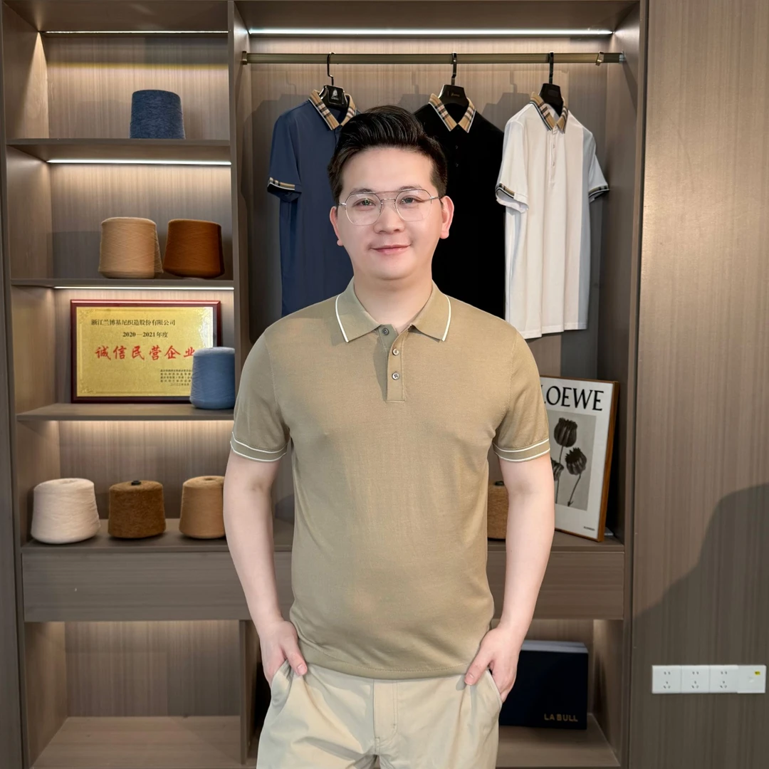 【含桑蚕丝+亚麻+天丝+棉】男夏季商务polo衫80支针织短袖上衣薄款