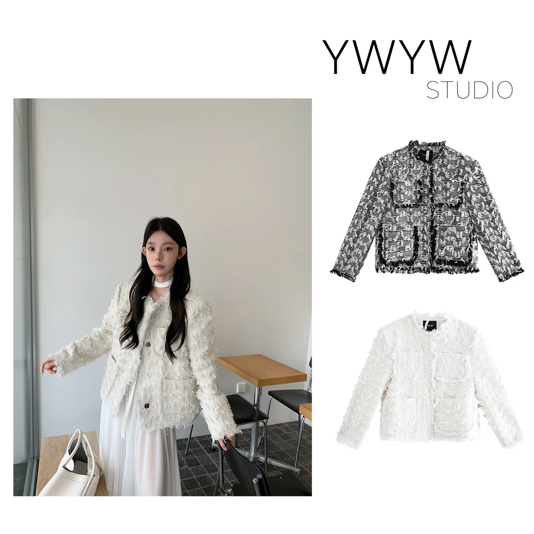 【YWYW25F/W】早秋气质款拉毛裁片百搭小香风外套5310