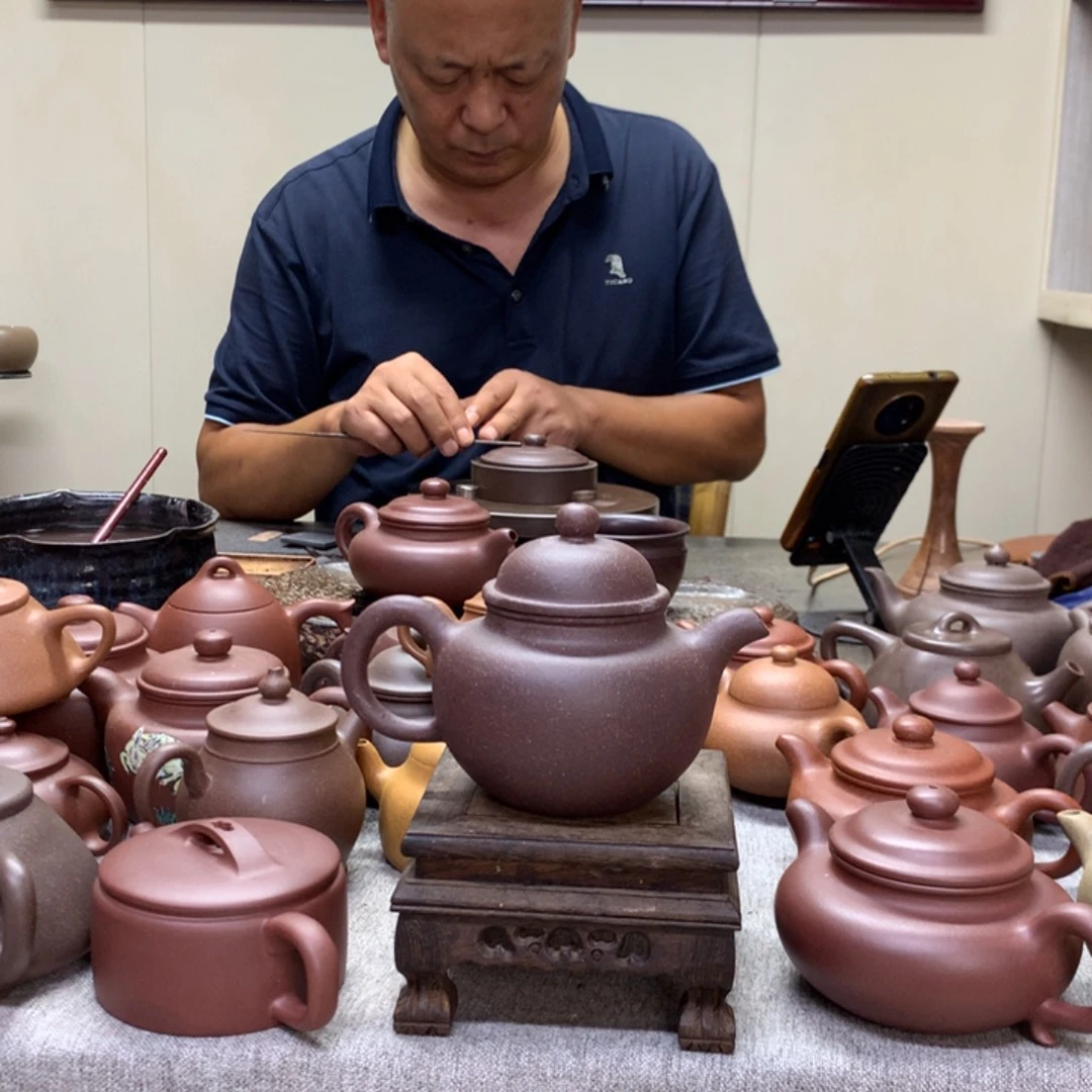 紫泥茶壶掇球300 C半手工制作
