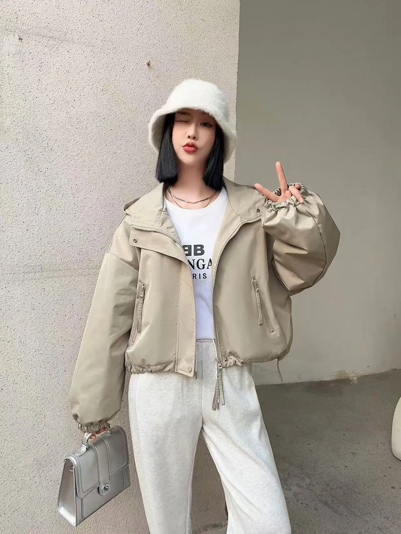 23182#韩版时尚连帽短外套