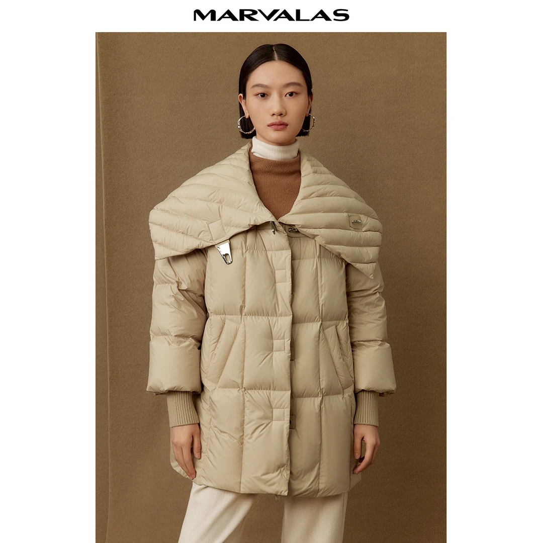 【薇薇专属】羽绒服女冬季款大翻领白鸭绒外套MC427309370