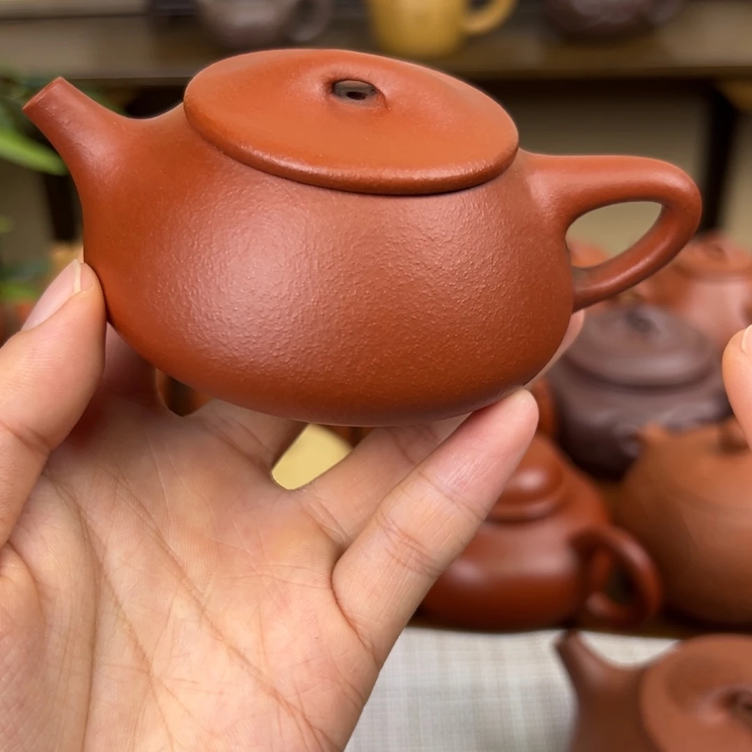 凉***季茶壶紫砂紫砂壶景州石瓢鱼籽朱泥125cc
