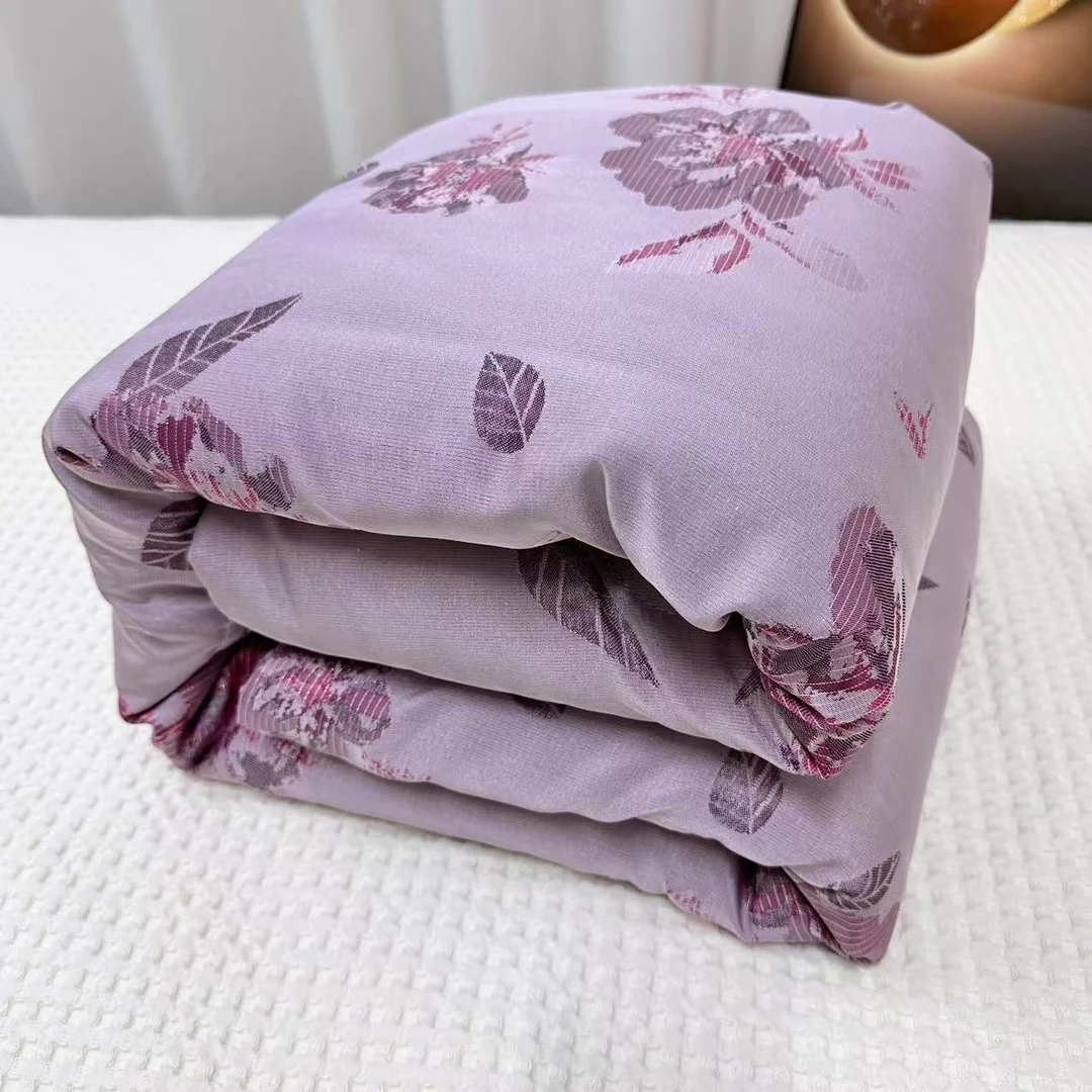 【1.2*1.5米】缕梦-灰紫色棉麻四季被（1.6斤左右）