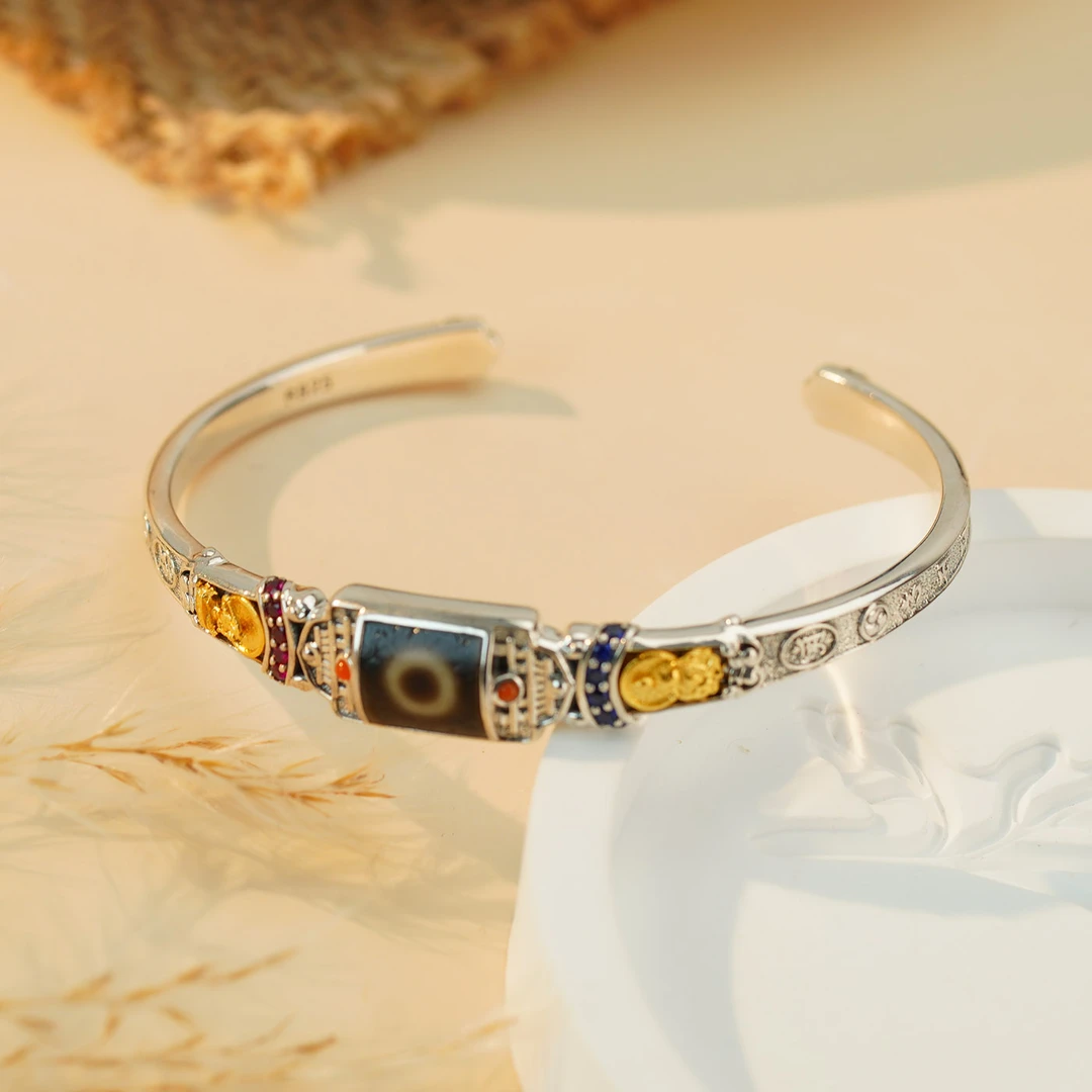 925银手镯 【琪钰】黎风 一眼开口镯S925银手镯