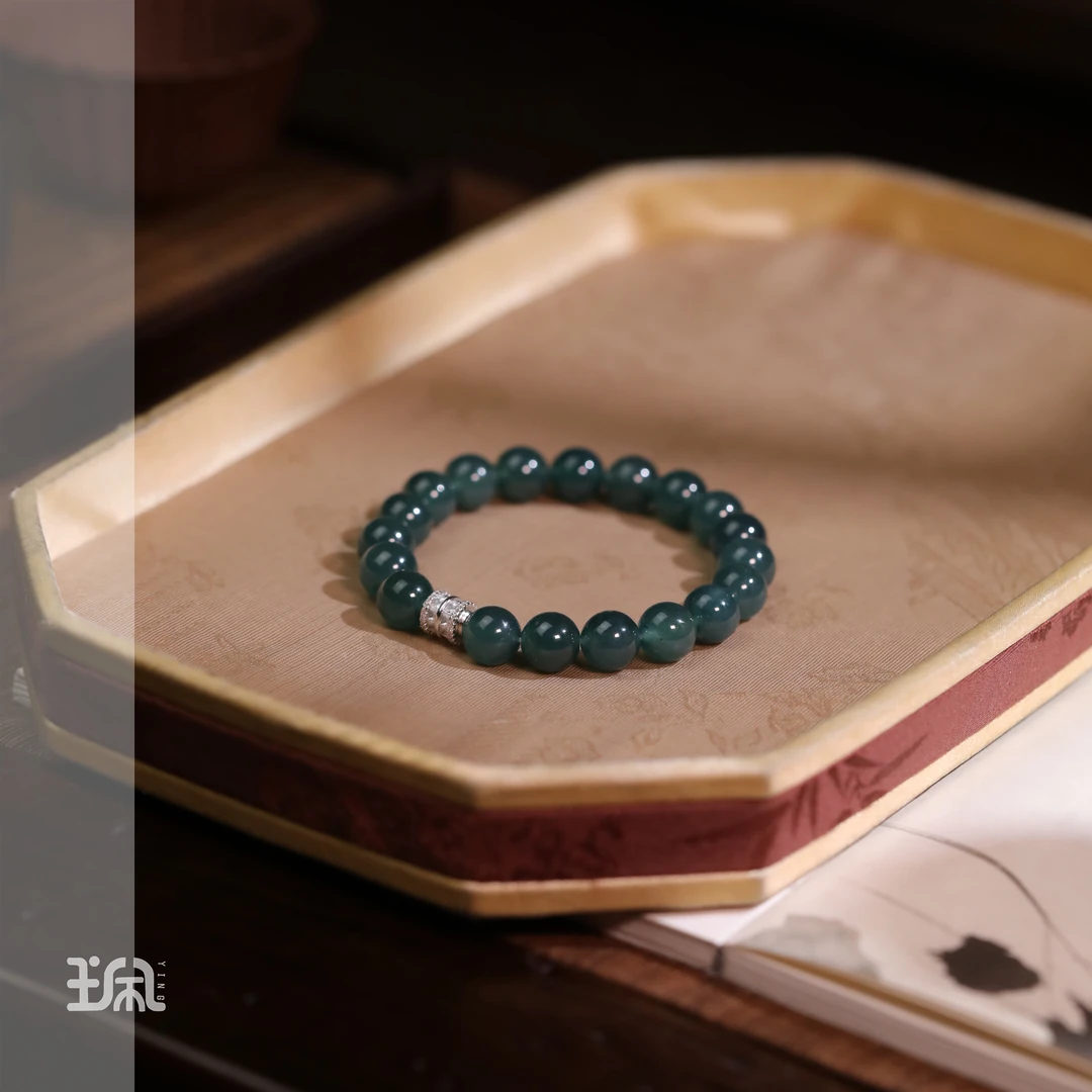 隐青山|翡翠*手串*S925银镶嵌QXC24122406多样性发其一（P）