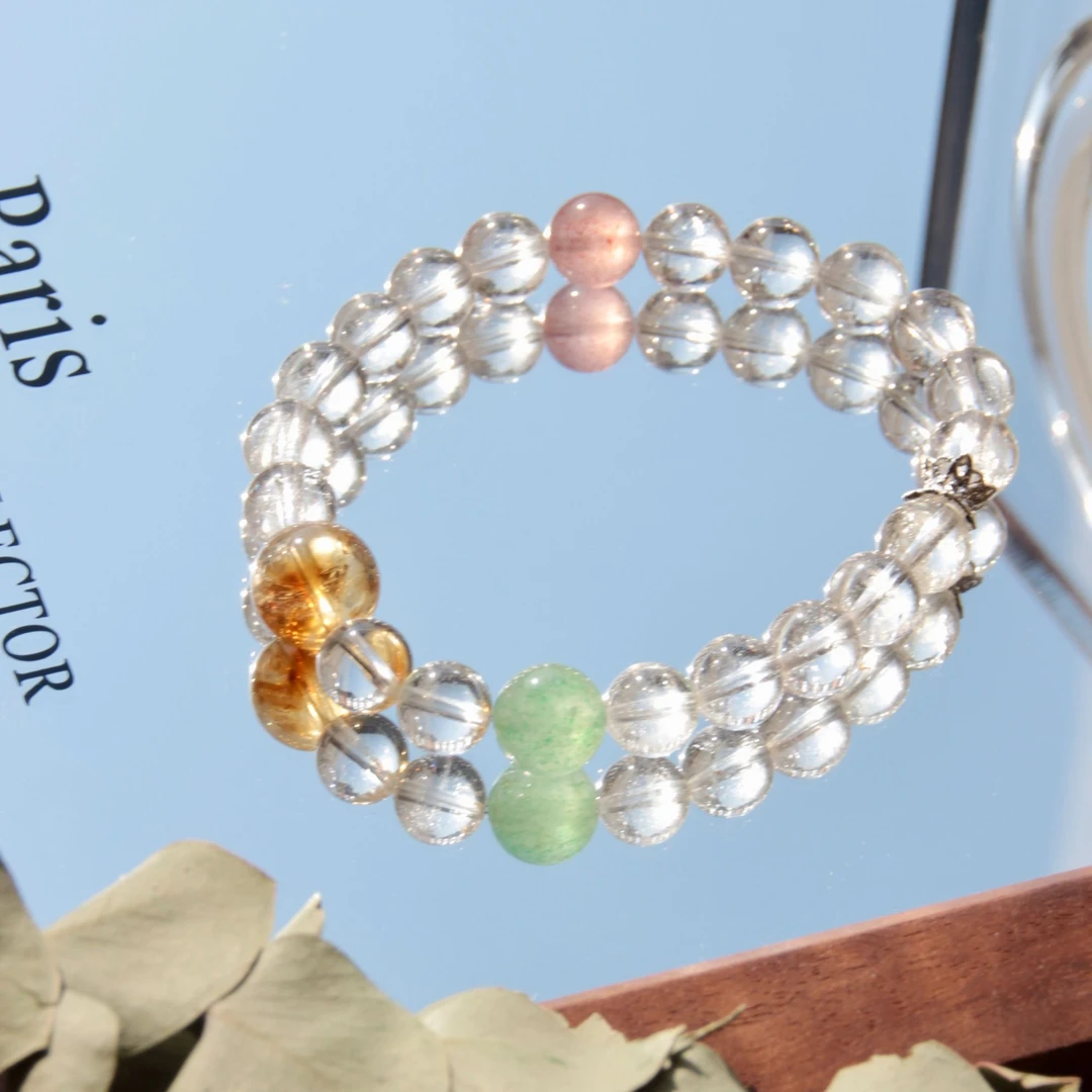 【缤纷甜球】少女手串天然水晶手链 白水晶多样性发其一s1002