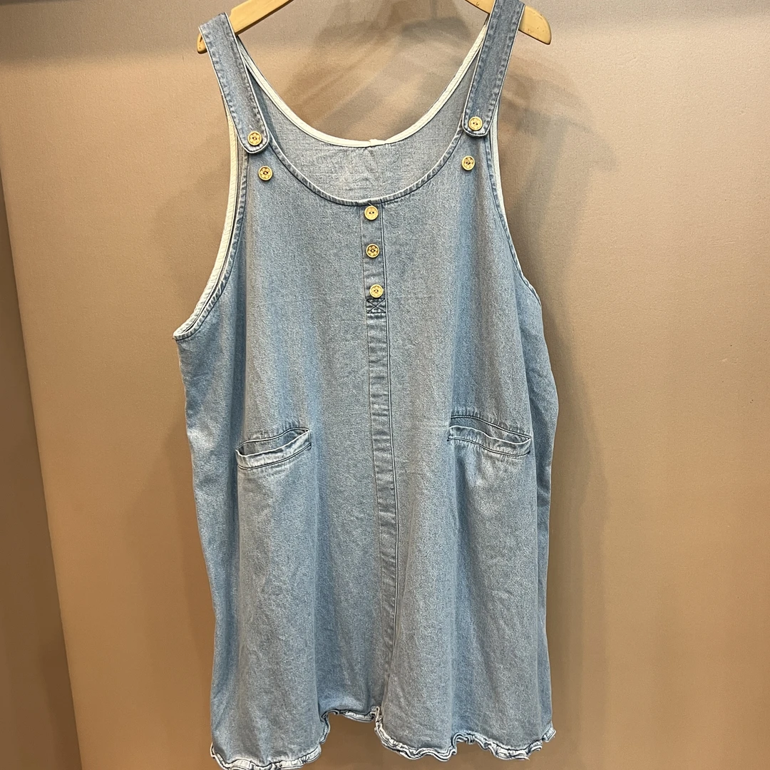 S8592 休闲吊带宽松连衣裙水洗牛仔连衣裙裙夏季高腰