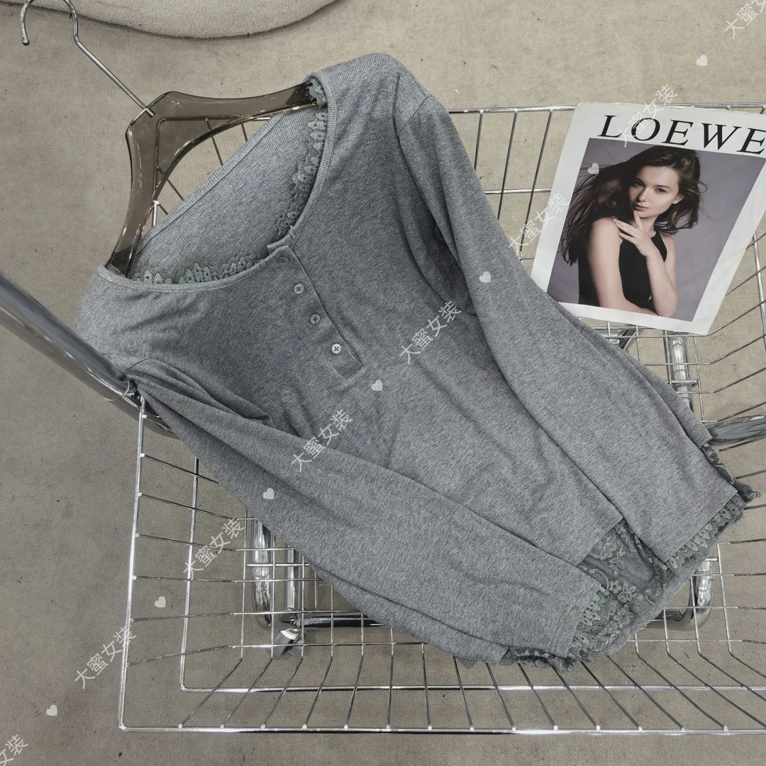 【大蜜】1763#春季上新蕾丝拼接百搭显瘦上衣