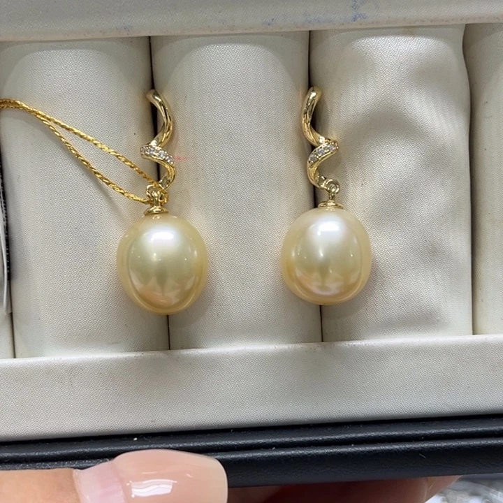 银S925镶嵌耳饰海水珍珠11-12mm67号