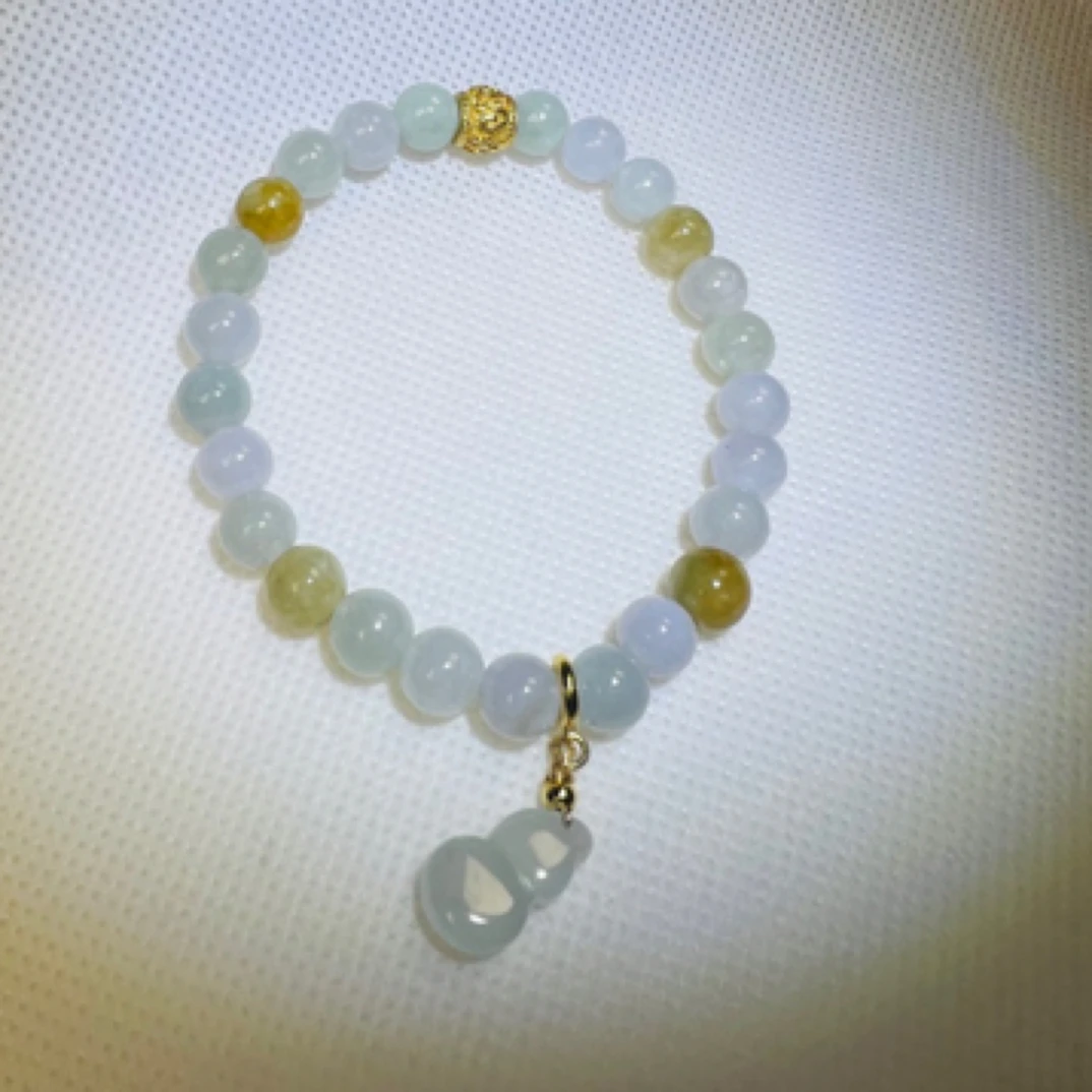 缅甸天然翡翠冰浅清新百搭多宝手串