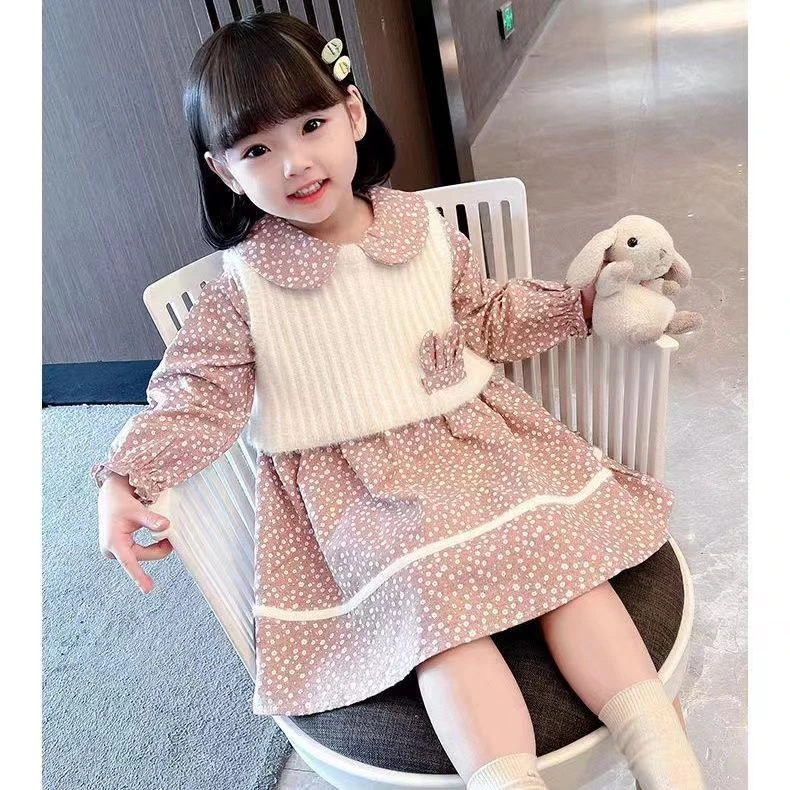 9983女童套装连衣裙外穿新款甜美显瘦小女孩漂亮裙子春秋两件套
