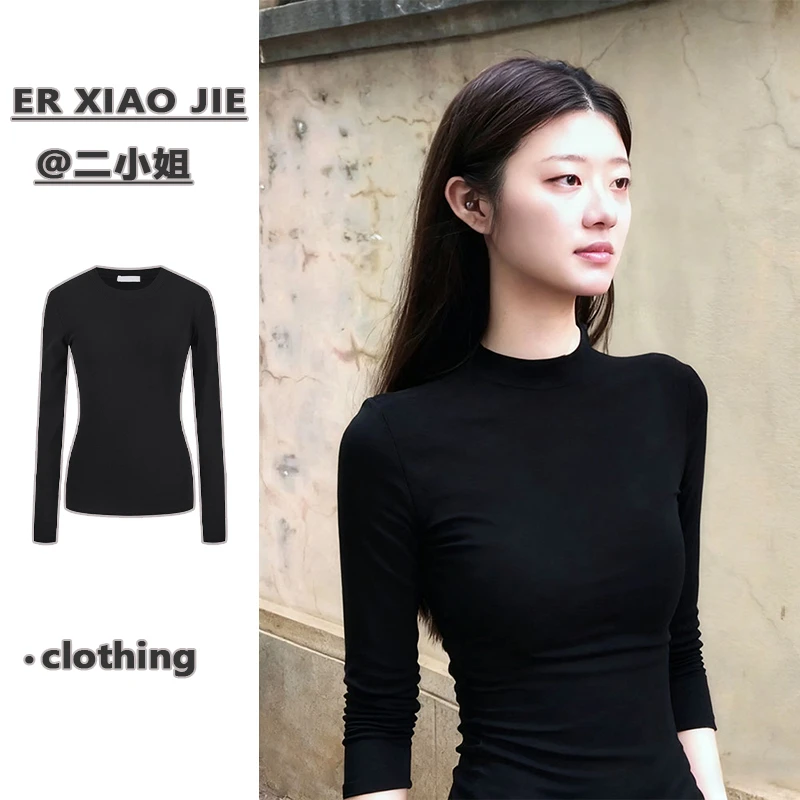 德绒加厚磨毛加绒一体打底衫女内搭修身显瘦短款秋冬长袖t恤上衣