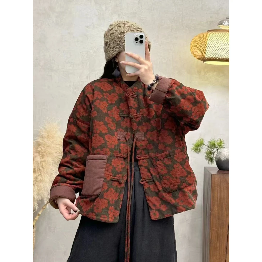 8693秋冬新款时尚气质显瘦遮肉洋气休闲加厚宽松韩版小棉袄外套