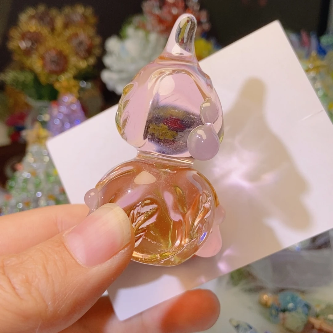 琉璃粉色葫芦摆件