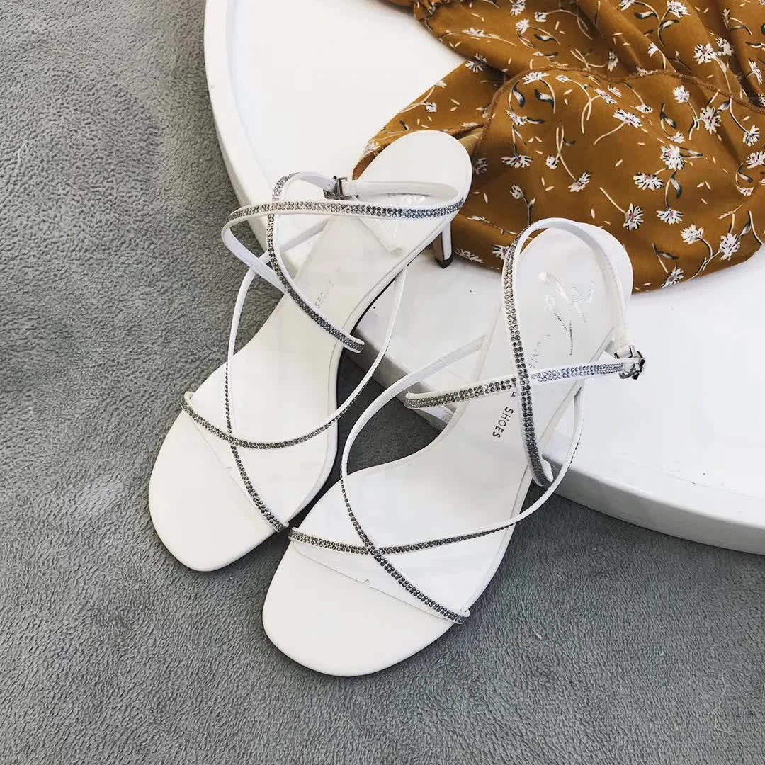 大厂出品17991高跟一字带凉鞋中跟女鞋鞋子女士