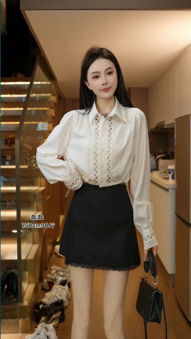 磊磊【千金格调】短裙 重工蕾丝设计西装短裙裤裙#6635