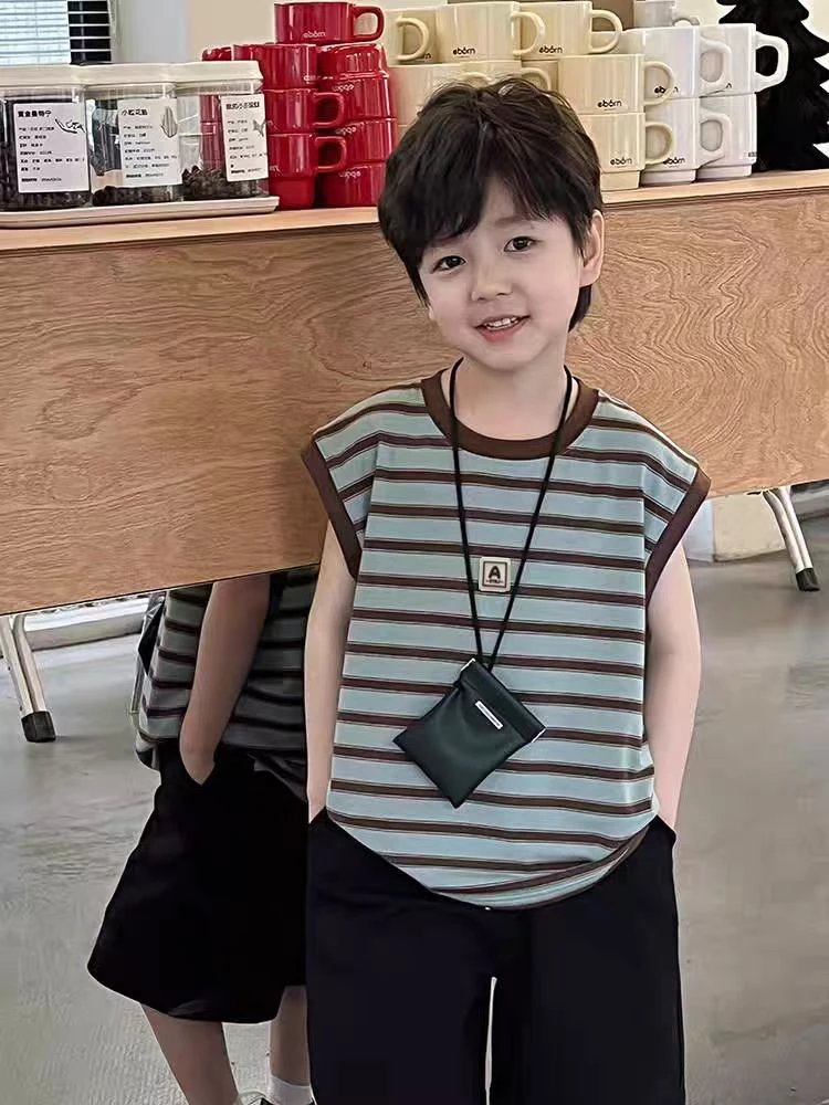 【清仓福利】2025新款韩版休闲宽松无袖条纹背心夏季