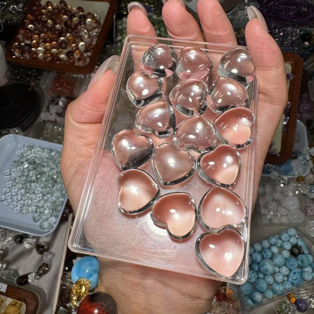 全净特级白水晶爱心一个价上下孔宽卡18厚10mm