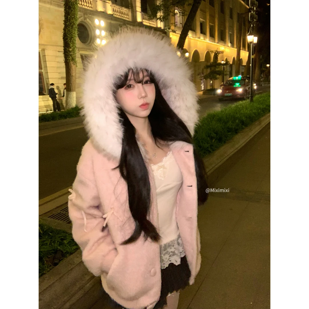 瑞茜·威瑟斯浪漫碎冰2.0 冬季甜美慵懒韩版百搭呢子外套R3325W