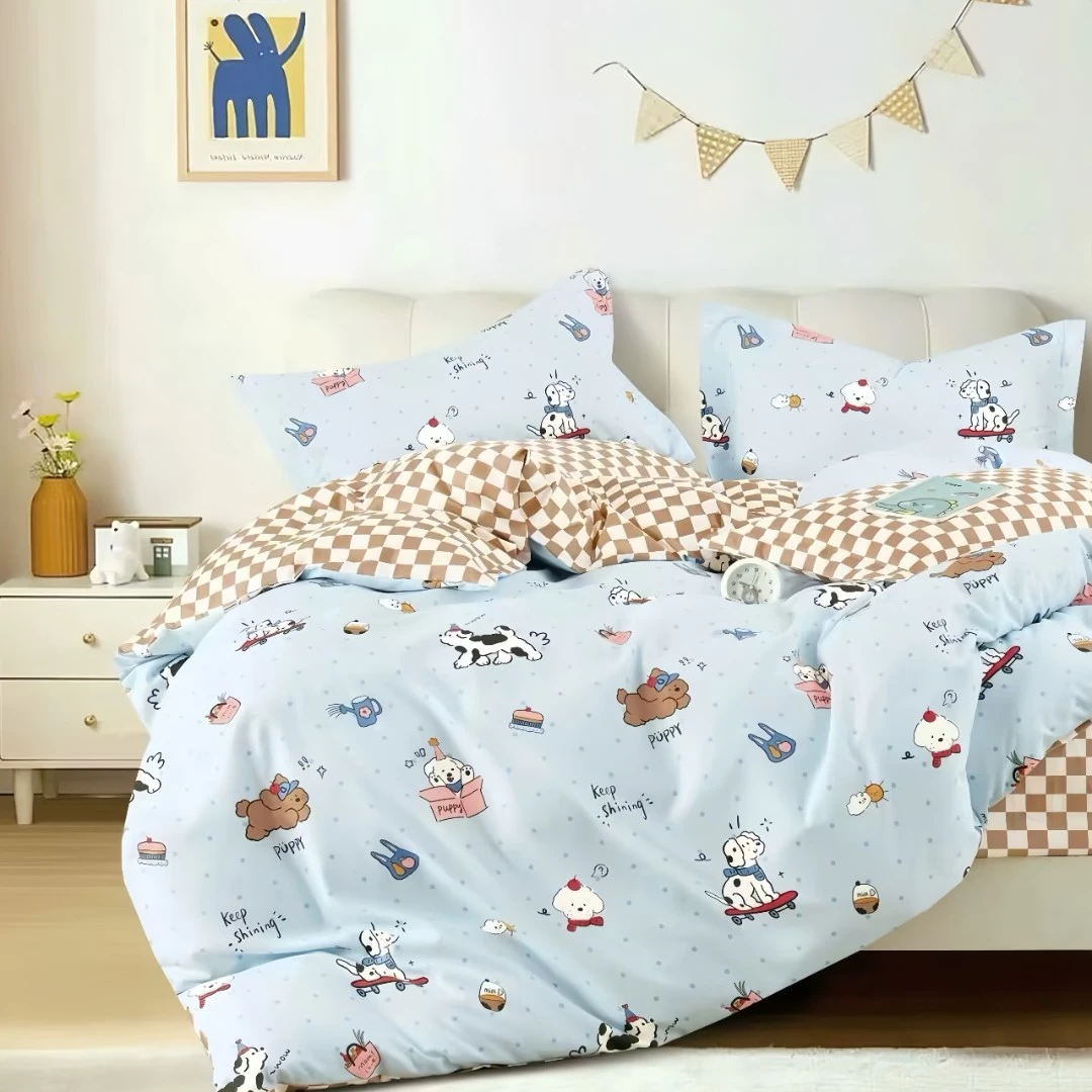 疆棉 A类母婴级 斜纹清新可爱氛围学生宿舍成人设计款三件四件套