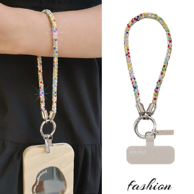 手机挂绳短款手腕时尚镶水钻挂链小香风女神闪钻吊坠户外壳结实潮