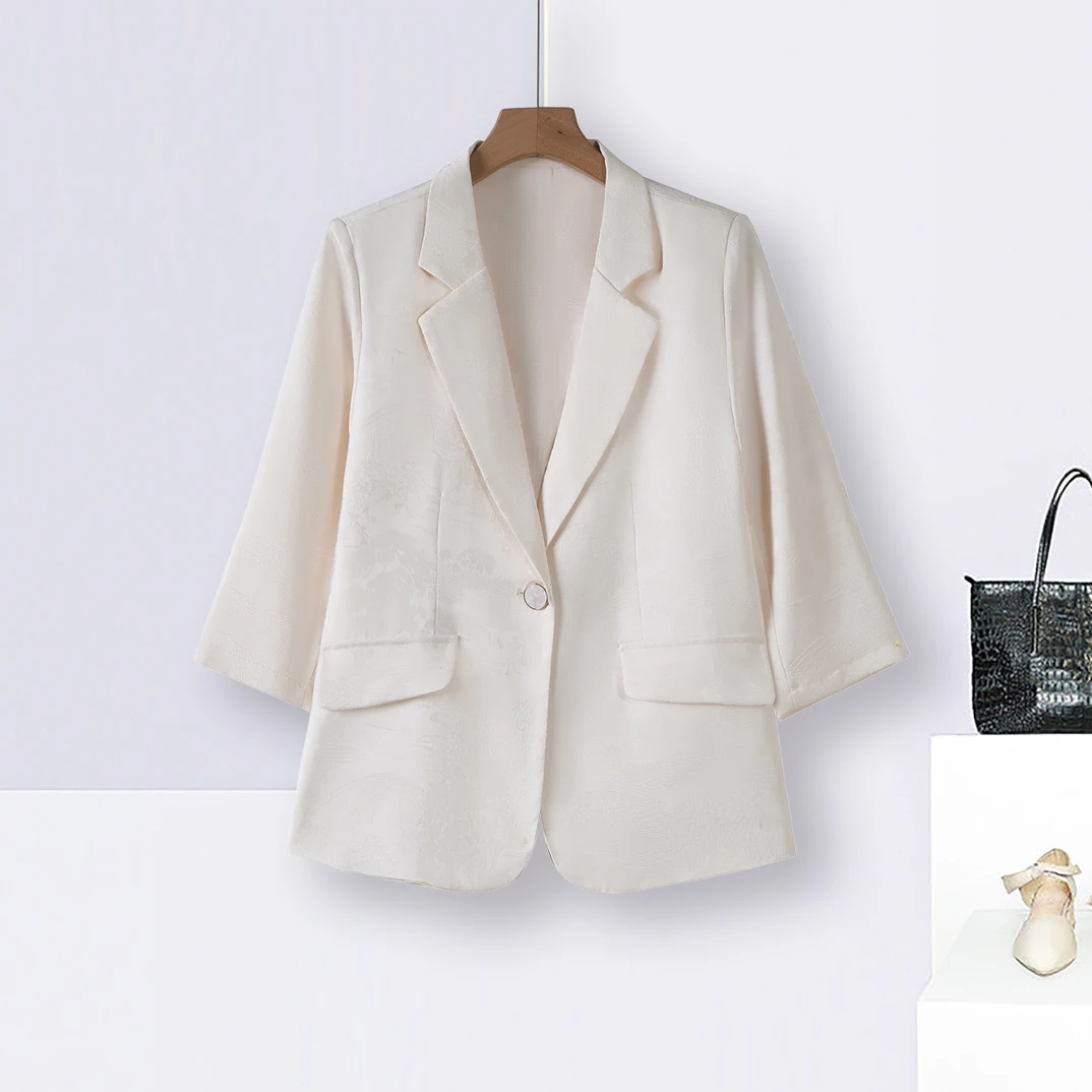 823气质提花收腰七分袖显瘦时尚女士夏季西装外套