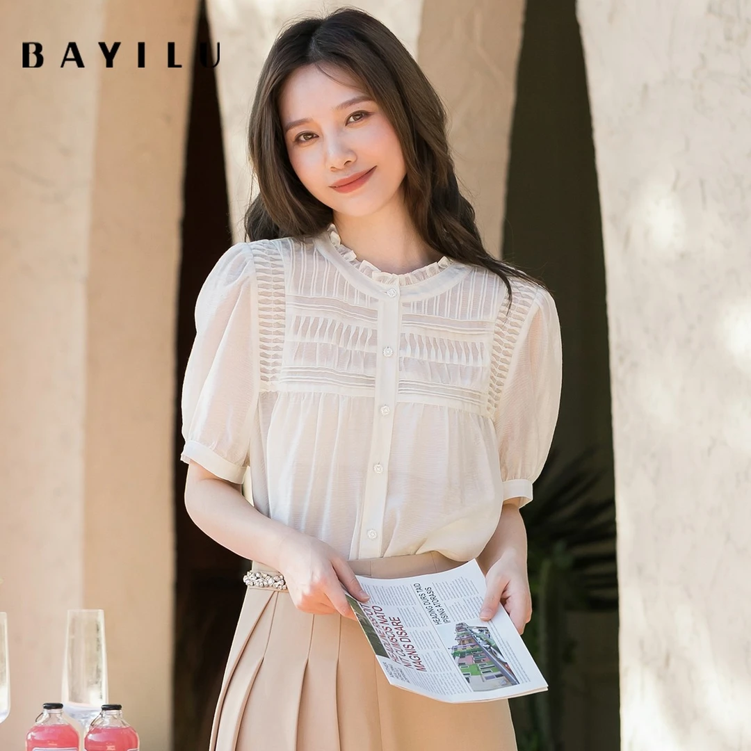 【毛毛专属】芭依璐法式简约衬衫女夏季上衣86C0620