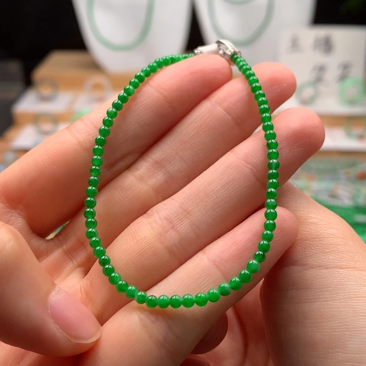 清***浅手串翡翠未镶嵌天然缅甸A货翡翠