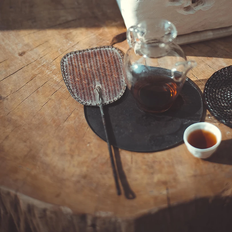 清海爐藤编凉炉扇 旅行用茶器配件扇风手工竹编扇子（直播福利）