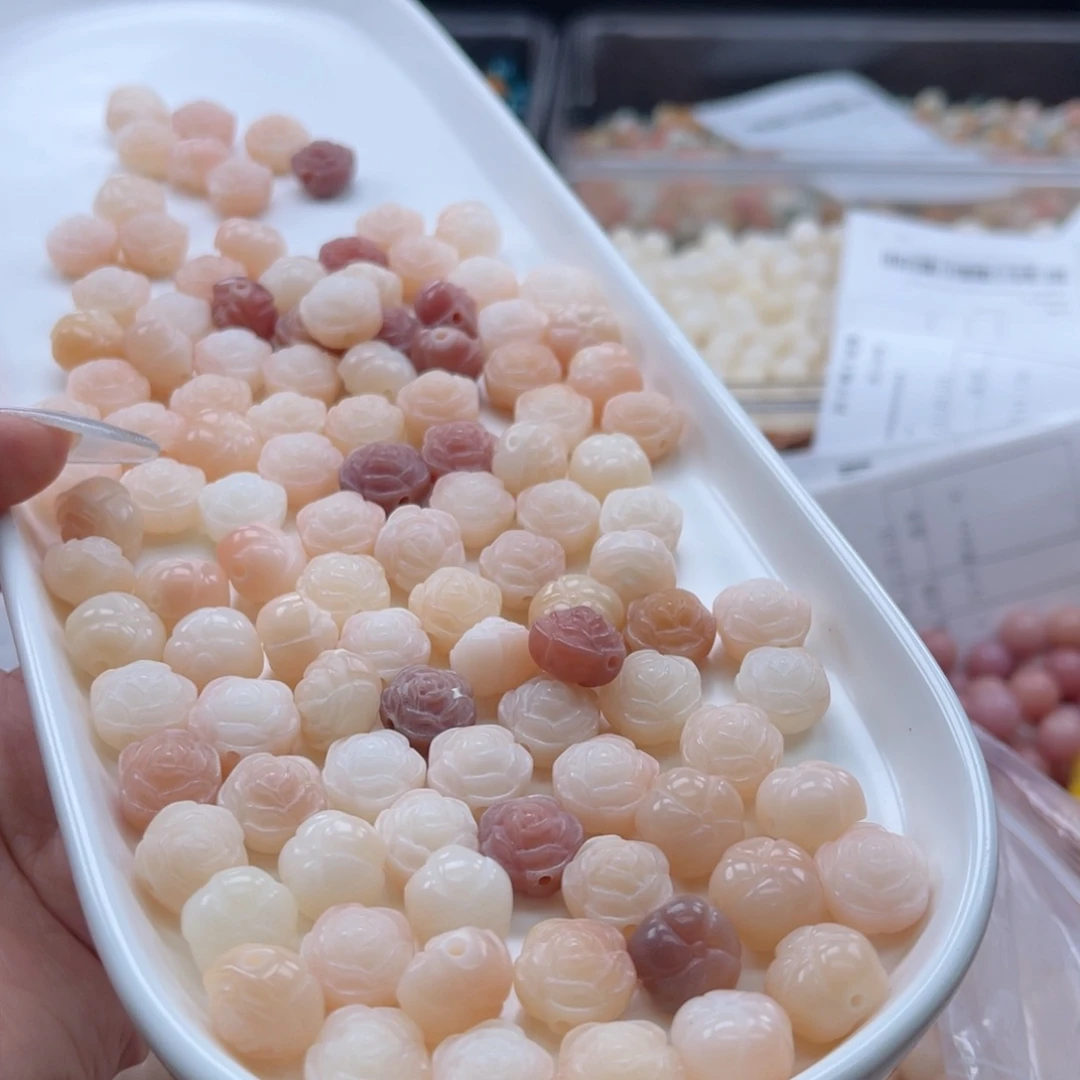 白玉菩提吊坠a12mm/10+5颗山茶花