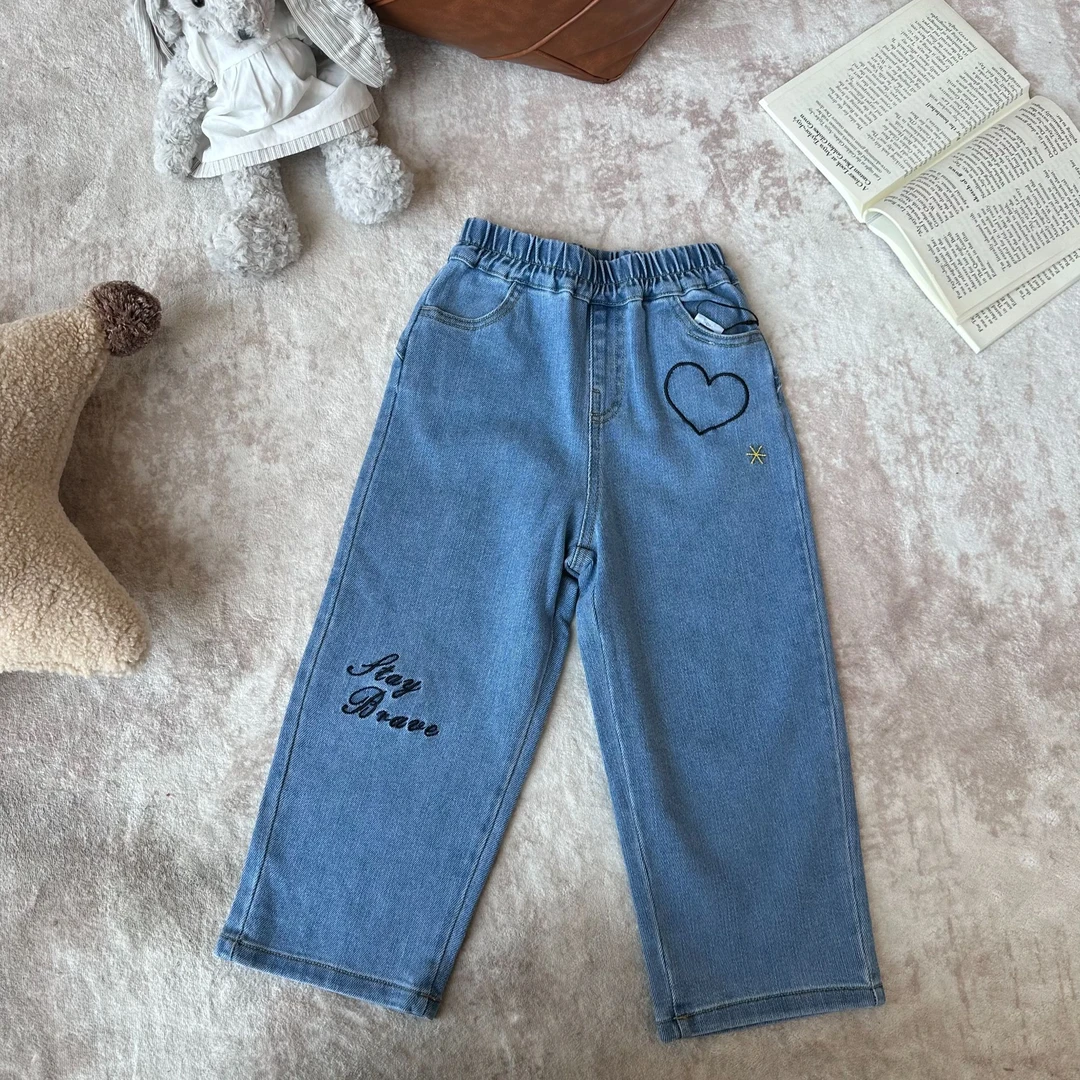 【Golden cherry】儿童爱心小星星松紧腰牛仔裤083308