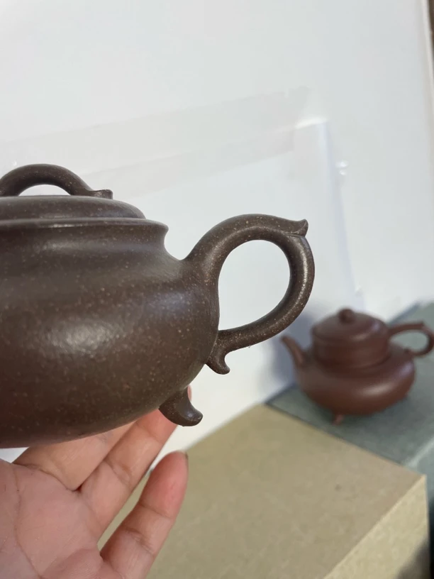 三足炉鼎壶，青灰段泥，全手工制作，容量220，