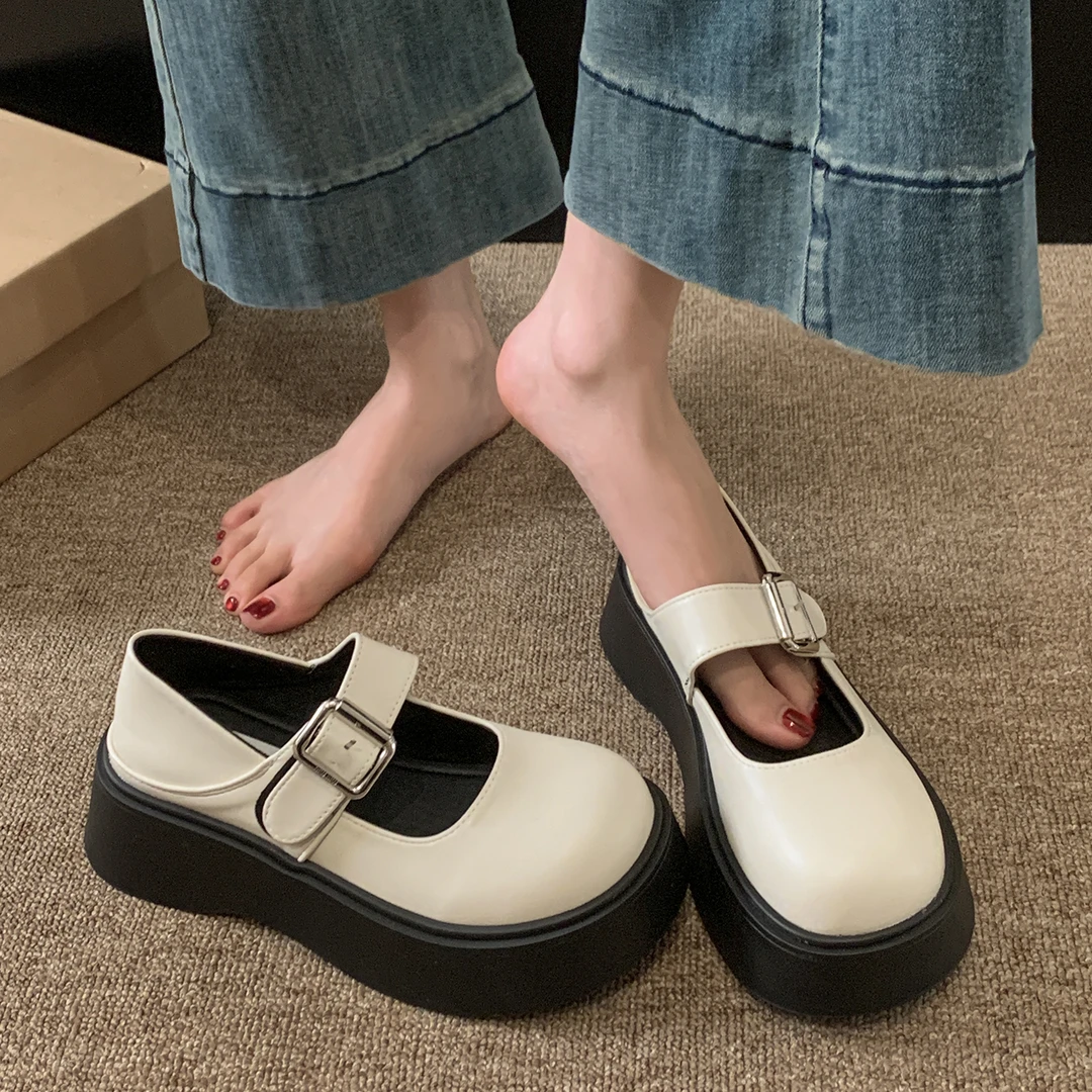 贾不假玛丽珍鞋女款2025新款夏季时尚jk配裙子厚底增高日系小皮鞋