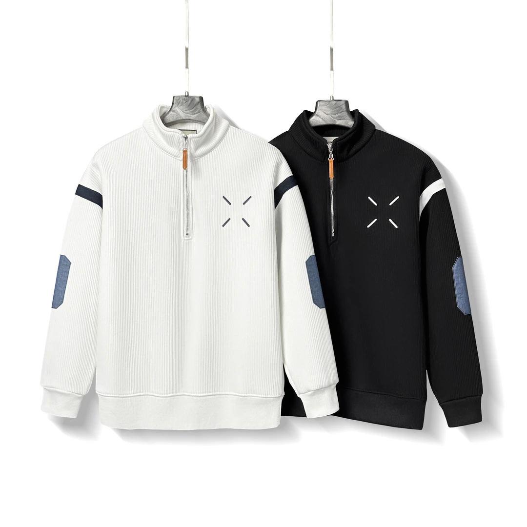 文-A940-秋冬季新款时尚拼接休闲百搭卫衣加绒男士加绒卫衣情侣